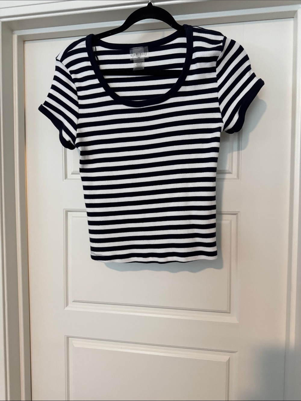eye candy Navy and White Striped Scoop Neck Tee
